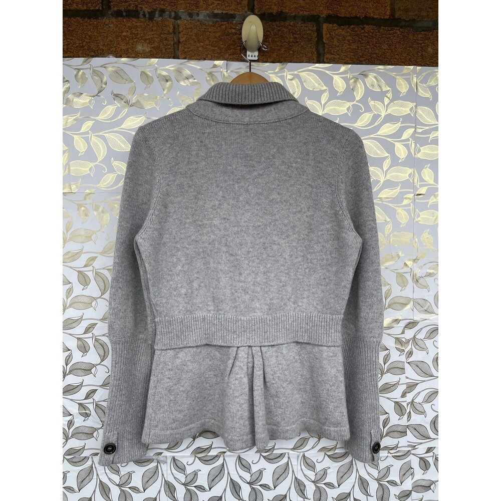 Brunello Cucinelli 100% Cashmere Gray Full Zip Peplum Cardigan Jacket large USA - Picture 7 of 12
